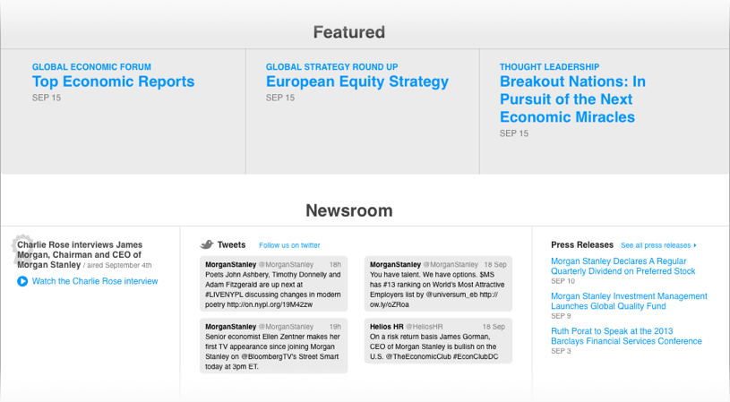 news section, second iteration in wireframes